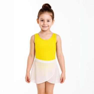 Imagem de Collant Menina Liso Amarelo Laranja Vermelho Body Liso Infantil - Magi