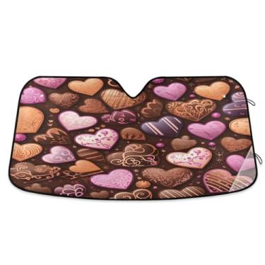 Imagem de Wassud Para-brisa para-sol acessórios de carro dobrável para janela dianteira do carro blocos raios UV doce amor refletivo para-sol 70 x 139 cm
