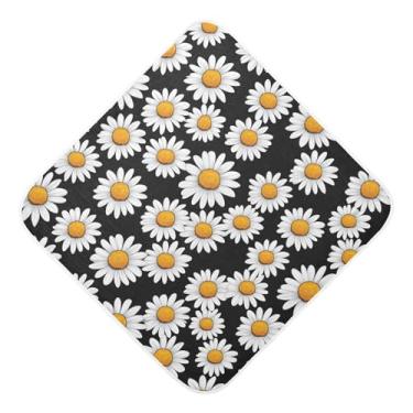 Imagem de STAYTOP Toalhas de bebê com capuz de musselina margarida branca, toalha de banho super macia, toalhas de banho absorventes para banho recém-nascido unissex 89 x 89 cm