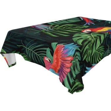 Imagem de Burbuja Toalha de mesa de papagaios tropicais, toalha de mesa retangular, anti-rugas, grossa para decoração de jantar, cozinha, festa, 137 x 183 cm