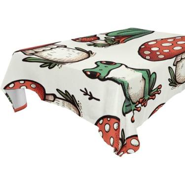 Imagem de Burbuja Toalha de mesa de cogumelo sapo, toalha de mesa retangular, anti-rugas, grossa para decoração de jantar, cozinha, festa, 152 x 304 cm
