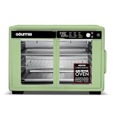 Imagem de Gourmia French Door Forno digital Air Fryer – Capacidade GG 37QT, 12 predefinições, tecnologia FryForce 360°, desidratação, à prova de água, cozimento lento, serve para pizza de 33 cm, 1700W, verde