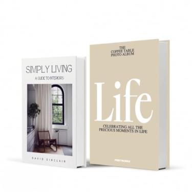 Imagem de Xydedoing Livros decorativos para decoração de casa, 2 peças de livro falso minimalista moderno para decoração de casa, decoração de mesa de café, acento estético de sala de estar (E1)