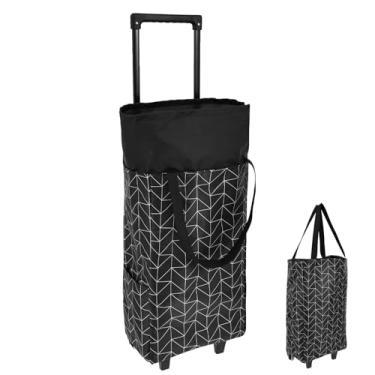 Imagem de ZJRDYYK Carrinho de compras dobrável com rodas para mantimentos, carrinho de compras dobrável durável de 1,899 g, leve, portátil, bolso lateral (estilo 1)