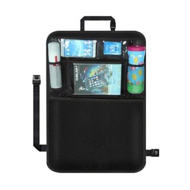 Imagem de Organizador multifuncional para banco traseiro de carro com tapetes proteção dobráveis e suporte transparente tablet cri