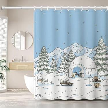 Imagem de CWPJUNDGP Cortina de chuveiro impressa, divisória sanitária não perfurada, cortina de chuveiro para pendurar