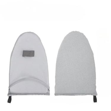Imagem de Mini tábua de passar a ferro portátil luva de passar a vapor com alça de dedo acessórios de vaporizador resistentes ao calor para roupas (cinza)