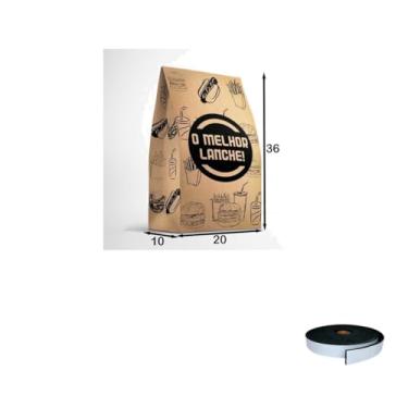 Imagem de Kit Saco SOS 10kg Impresso Lanche C/50 + Fita Cetim 50mm x 10mts