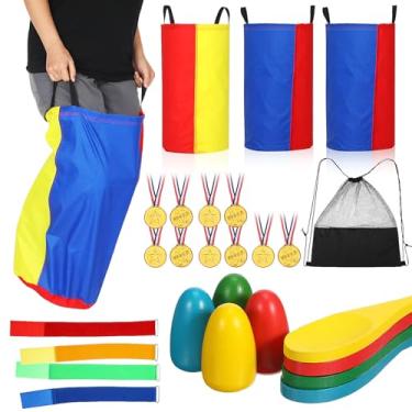 Imagem de Toyvian 1 Conjunto de Jogos para Exterior: Corrida de Sacos de Batata, Corrida de Revezamento Com Na Colher, de 3 Pernas Com Faixas para Crianças E Família, Jogos de Festa No Quintal E Gramado (12