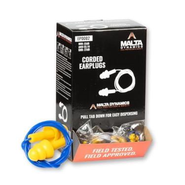 Imagem de Malta Dynamics Tampões de ouvido TPE com fio 100 peças – Tampões de ouvido com cancelamento de ruído NRR de 22dB para proteção auditiva, construção, sono, shows, tiro, tampões de ouvido embalados