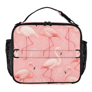 Imagem de Joisal Lancheira tropical elegante de flamingos rosa para mulheres, meninas, lancheira masculina e infantil, lancheira para trabalho, bolsa térmica para meninos