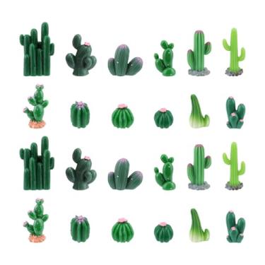 Imagem de 24 miniaturas de cactos artificiais, miniaturas de cactos verdes, acessórios de jardim de resina para vasos de plantas, bonsai, artesanato, decoração de bolo, decoração de casa, faça você mesmo