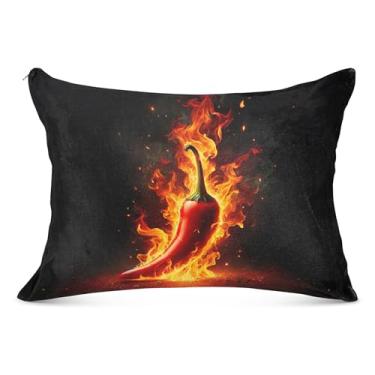 Imagem de Capa de travesseiro grande de flanela vermelha Chili Fire decorativa longa para travesseiro padrão Queen King capa de travesseiro de corpo fofo, tamanho do corpo, 53 cm x 137 cm