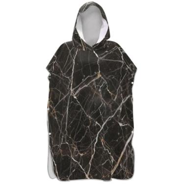 Imagem de Joisal Poncho de surf para adultos trocador com capuz toalha de praia com capuz impressão absorvente preto branco veias poncho masculino com capuz