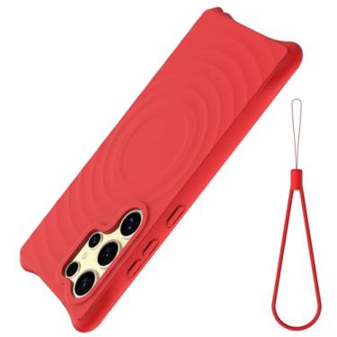 Imagem de LYJSMGZ Capa magnética para Samsung Galaxy S25 Ultra/S25 Plus/S25, capa de proteção sísmica de quatro cantos, forro macio, ultrafina, exclusiva, ergonômica, capa de silicone, vermelha, S25 Plus