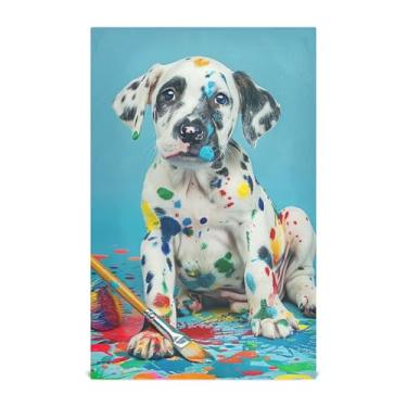 Imagem de Joisal Toalhas de chá de mão bonito cachorro dálmata pintura de cachorro panos de prato para cozinha panos decorativos panos de banho reutilizáveis absorventes 45 x 71 cm, pacote com 6