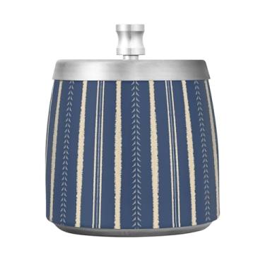 Imagem de Cinzeiros chiques de listras azuis marinhas, cinzeiros inoxidáveis, cinzeiros
