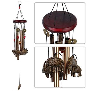 Imagem de GLOGLOW Carrilhão de Carrilhão de, 60 Cm de Altura, 8,5 Cm de Diâmetro, Som Nítido, Decoração Interna e Externa para Casa e Jardim Padrão de Elefante Metal Nan