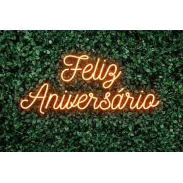 Imagem de Painel Acrílico Neon Led Feliz Aniversário 127/220v (Laranja)