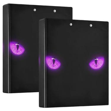 Imagem de Fichários Neon Eyes roxos de 3 cm com 3 anéis para guardar 200 folhas, 3 pastas de anéis, 31,5 x 27 x 6 cm, pacote com 2