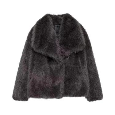 Imagem de Jaqueta Feminina De Pele Sintética Marrom KONDALA, Casaco Casual Overs