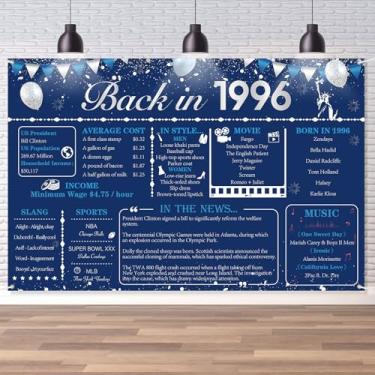 Imagem de Back in 1996 Banner de parede grande, estilo retrô, feliz aniversário de 30 anos, casamento, 30 anos, reunião de classe, pôster de fundo para homens, mulheres, artigos de decoração de festa