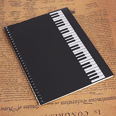 Imagem de Acouto Caderno de Partituras 50 Páginas, Notação Musical, Caderno de Pessoal, Escrita de Música, Cadernos de Composição (padrão de piano preto)