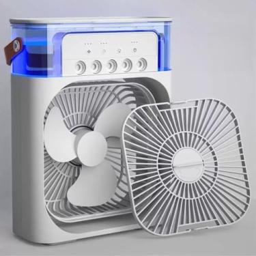 Imagem de Ventilador Portátil com Umidificador, Climatizador Mini, LED, USB, Reservatório de Água, para Quarto, Sala, Escritório, Mesa