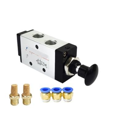 Imagem de 1 peça válvula manual bidirecional 5 posições 4R410-15 interruptor de válvula de inversão pneumática push-pull (cor: acessórios de 8 mm)