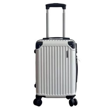 Imagem de Mala de Bordo ABS 10kg 17” a 21” Polegadas Mala de Viagem com Rodinhas 360° Cadeado Código (Branco-17"(7-8KG))