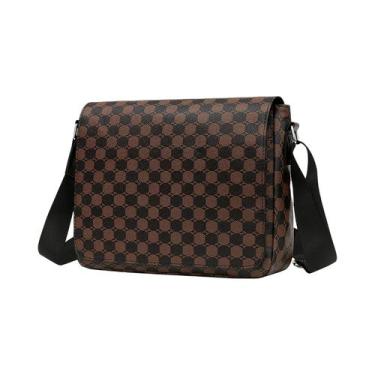 Imagem de Bolsa Transversal Masculina De Grande Capacidade Em Estampa Xadrez, Ca