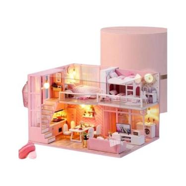 Imagem de Casa De Bonecas Miniatura 3D De Madeira Para Montar Com Kit De Móveis,