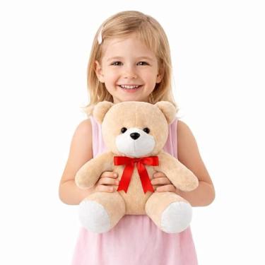 Imagem de Urso Grande de Pelúcia 35cm Gigante Fofo Infantil com Laço de Cetim (Vermelho)