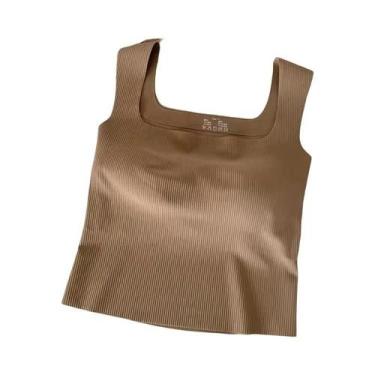 Imagem de Camisola Feminina De Alças Largas Com Decote Quadrado Sem Costura E Co