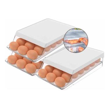 Imagem de 3 Porta Organizador De Ovos Empilhável Roll Comporta 21 Ovos - Ou