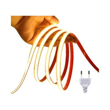 Imagem de Fita LED COB À Prova d'Água 220V, Corte De 10CM, 240 LEDs/M, 3000K, 40