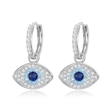 Imagem de FANZE Brincos de argola com pingente de ouro, olho turco, pequeno, fofo, delicado, moderno, hipoalergênico, joias de Natal, presentes