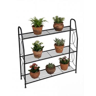 Imagem de Estante Metálica para Plantas 3 Prateleiras 100x83cm Preta - Montar & 