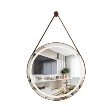 Imagem de Espelho Adnet Jateado com 3 TONS DE LED Botão Touch Pendurador, Fonte 