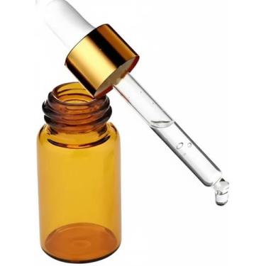 Imagem de Kit Com 15 Frasco Vidro Ambar Conta Gotas Dourado 5Ml Luxo Bulbo Branc