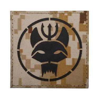 Imagem de Emblema Refletivo De Cabeça De Gato Com Bandeira Dos EUA E Tridente Da