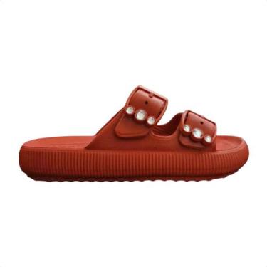 Imagem de Chinelo Feminino Slide Poofy Usaflex Marrom, Terracota, 37