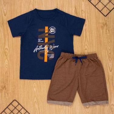 Imagem de Conjunto curto infantil 2 ao 10  algodão new york marinho - Loja Era U