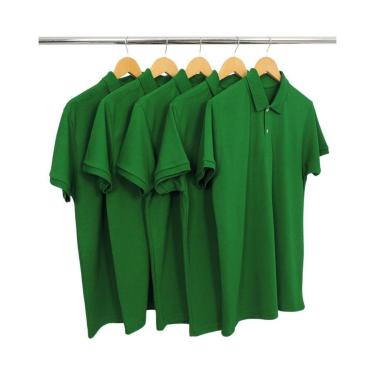 Imagem de Kit 5 Camisas Gola Polo Piquet Masculinas Lisa-Masculino