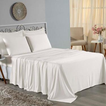 Imagem de Jogo de Cama Queen Nobre 4 Peças Lençol com Elástico de 30cm de Altura