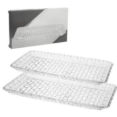 Imagem de Travessa de Vidro Cristal Retangular 25cm - Elegante e Durável para Servir Petiscos, Saladas e Decoração de Mesa (02 Unidades)