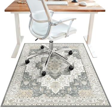 Imagem de Tapete de cadeira de escritório de 91 cm x 122 cm para piso de azulejo de madeira, protetor de tapete sob a mesa para tapete de cadeira de computador, tapete lavável na máquina, antiderrapante 1/12.7