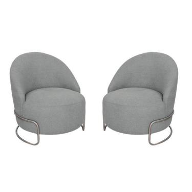 Imagem de Kit 02 Poltronas Luxo Decorativa Tulipa Bouclé - Doce Sonho Móveis, Ci