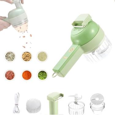 Imagem de Conjunto de Cortador Elétrico Legumes Portátil 4 em 1 Processador Alimentos Sem Fio para Alho Pimenta Chili Cebola Aipo Gengibre Carne com Escova