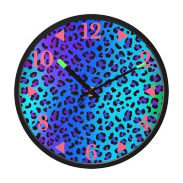 Imagem de STAYTOP Lindo relógio de parede com estampa de leopardo animal para quarto com brilho noturno, relógios de parede silenciosos de 30 cm para decoração de sala de estar, controle de som, relógio de